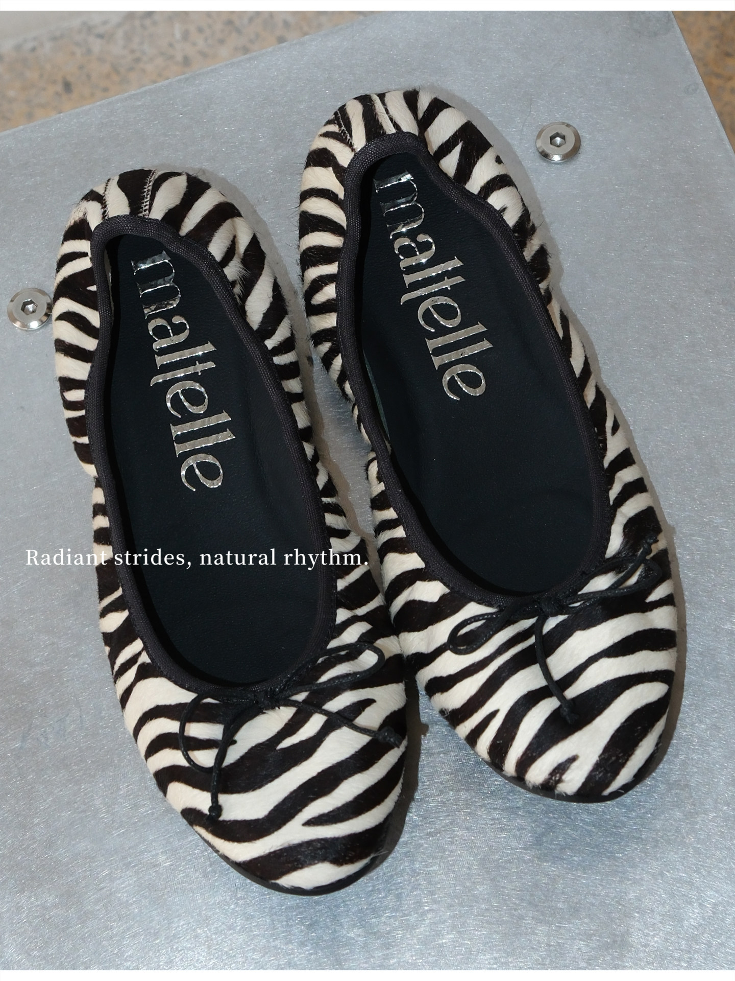 Zebra Print Haircalf Bow Ballet Flats