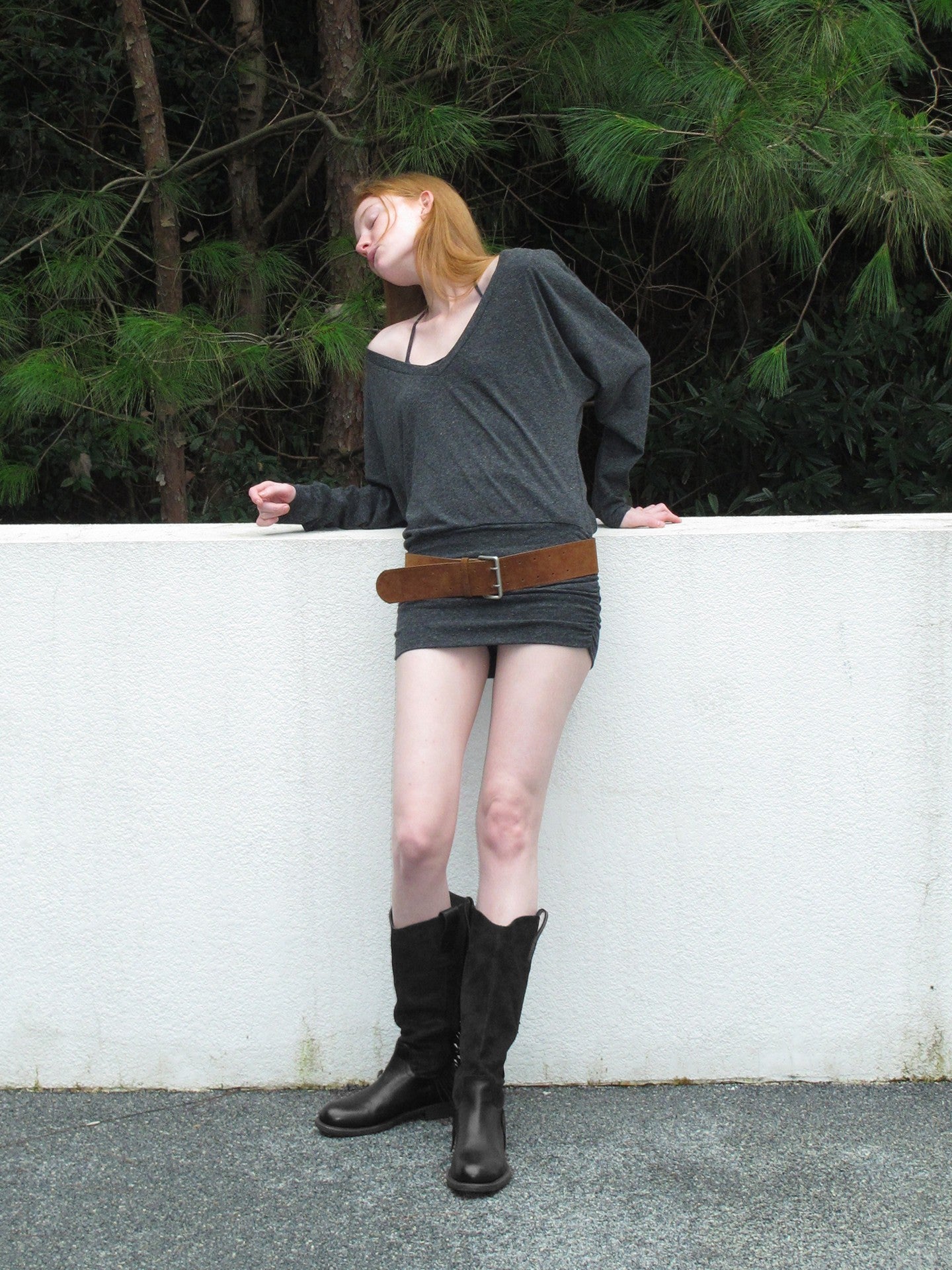 Vintage Black Leather Fringed Riding Boots