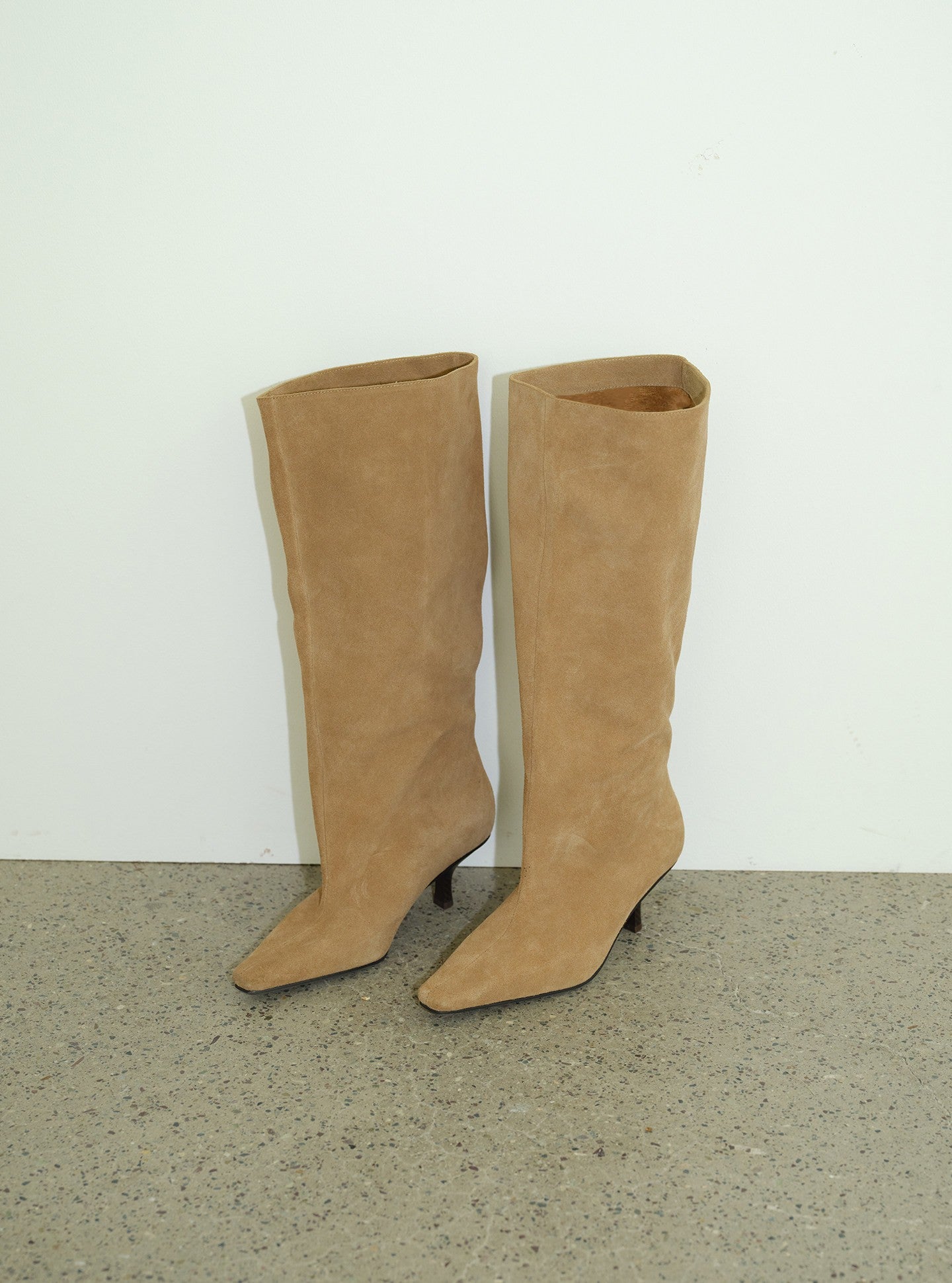 Brown Vintage Wide Calf Stiletto Boots
