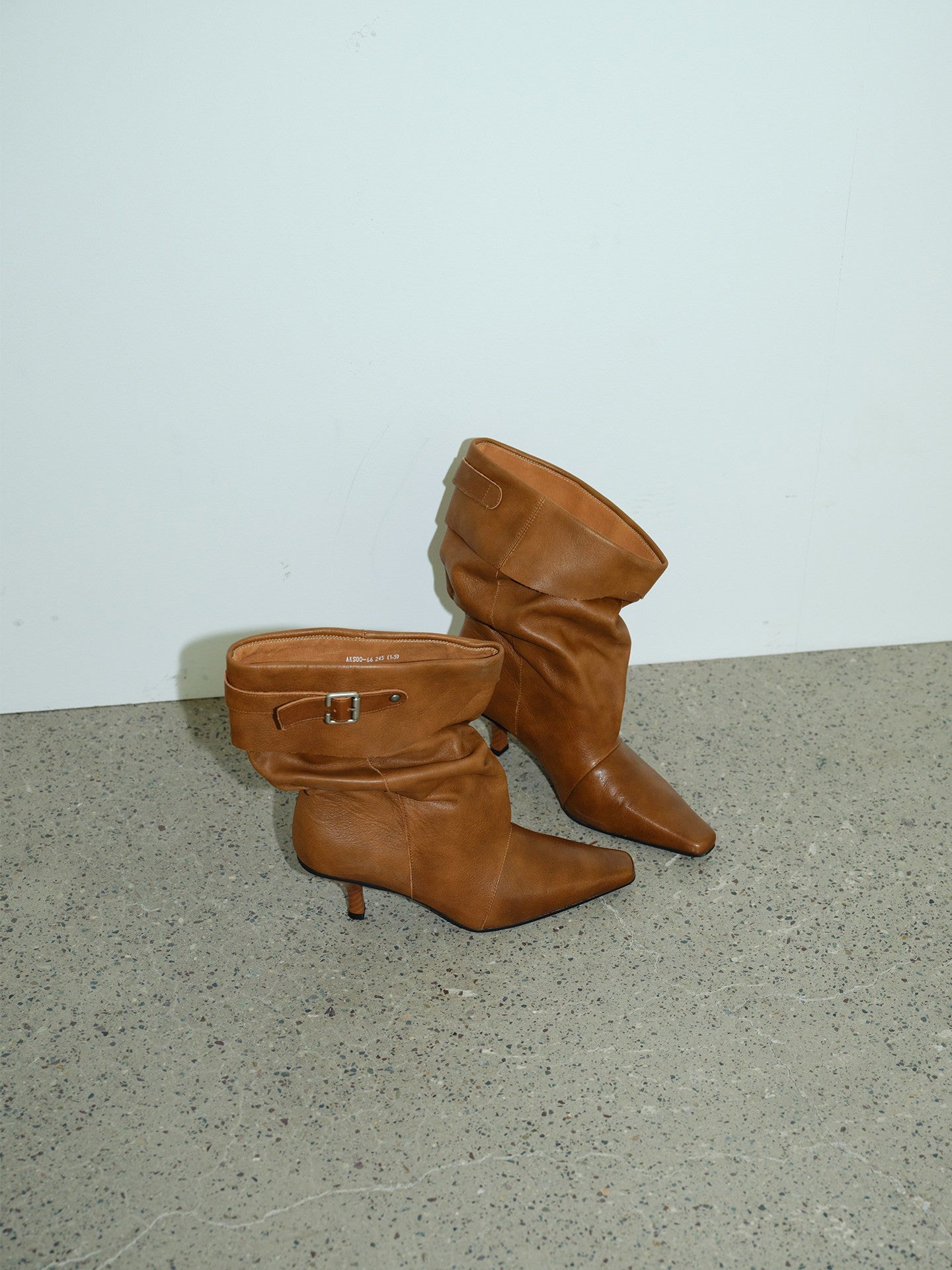 Pointed Toe Brown Leather Ankle Booties
