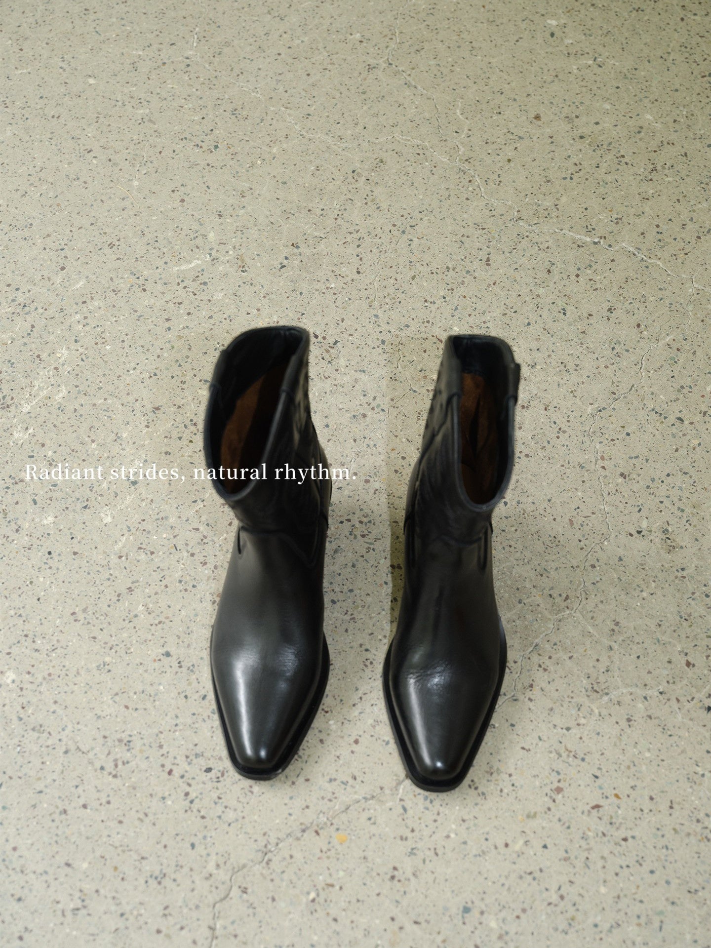 Vintage Embroidered Black Leather Western Boots