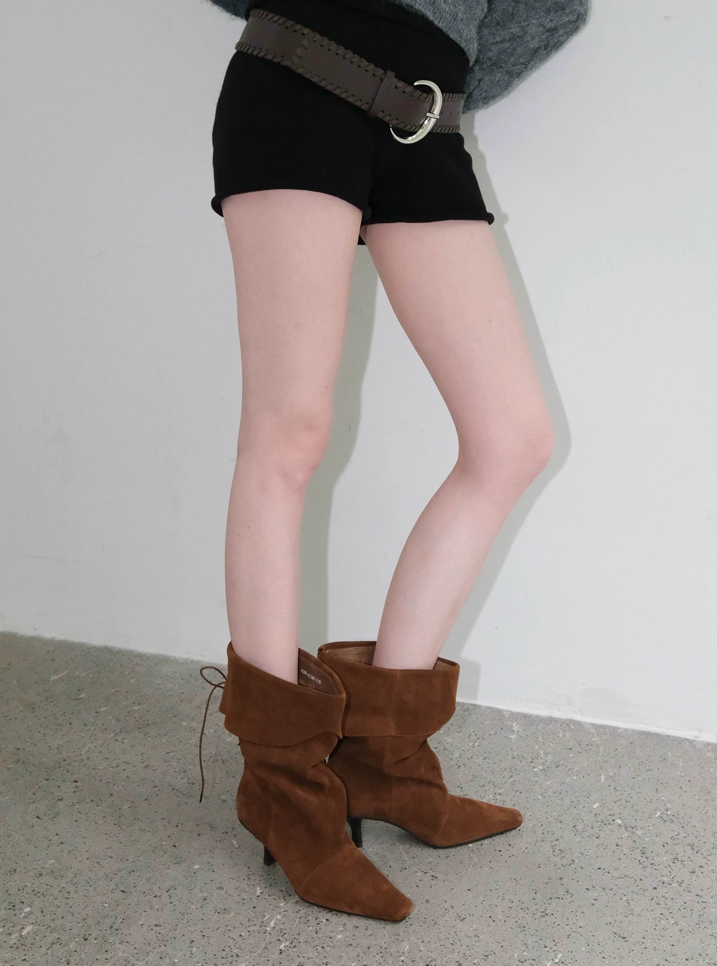 Brown Slouchy Leather Stiletto Boots