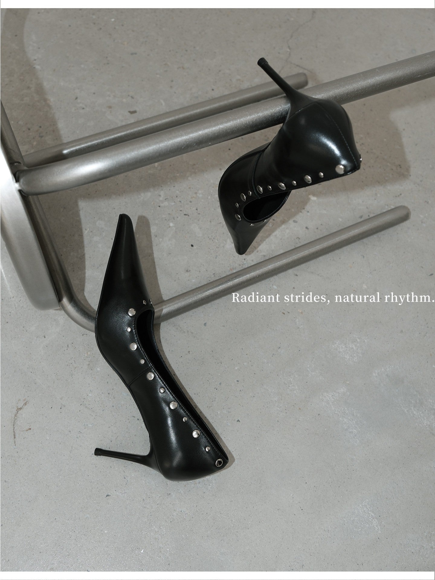 Black Studded Pointed-Toe Stiletto Heels