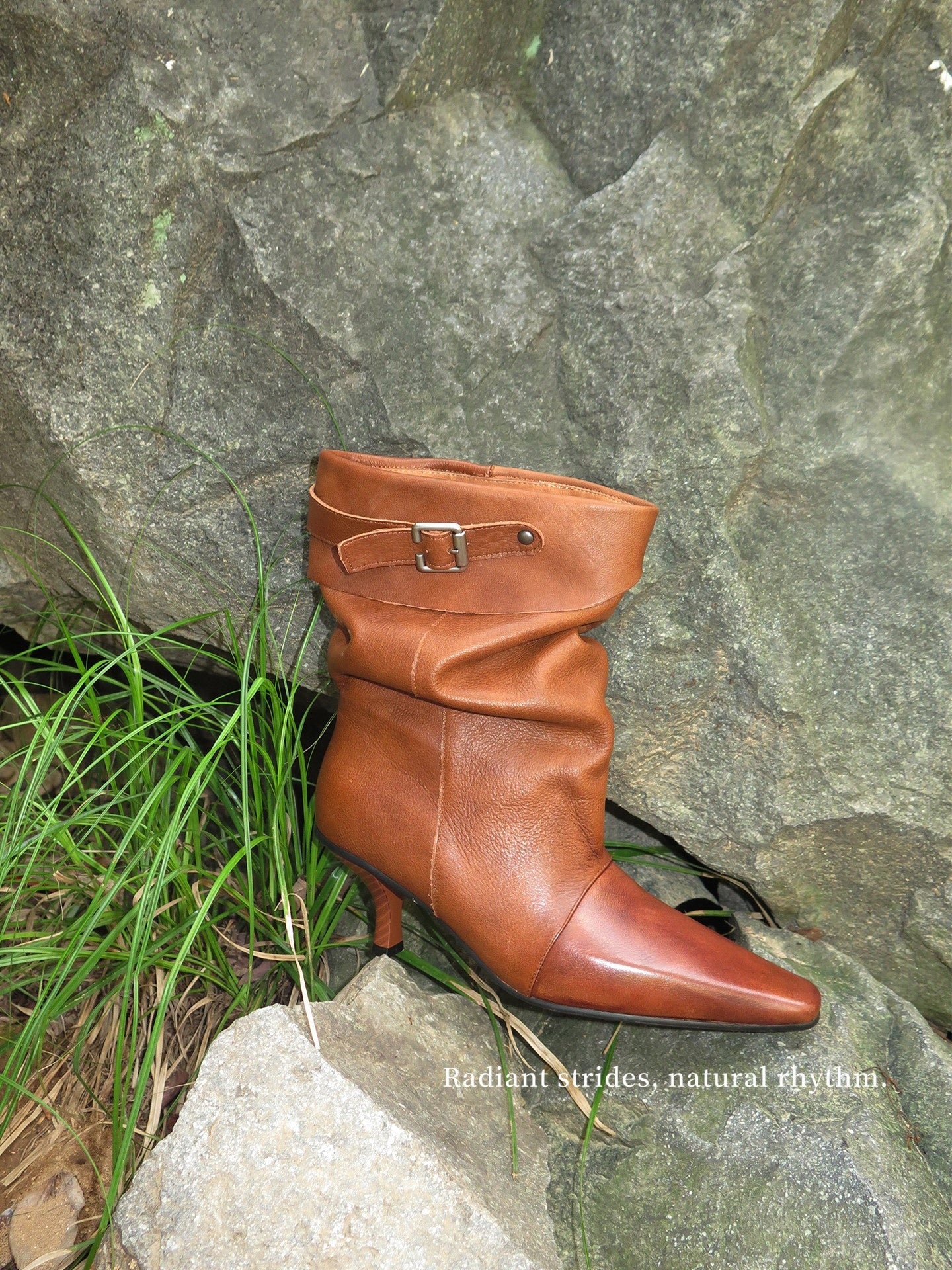 Brown Slouchy Leather Stiletto Boots