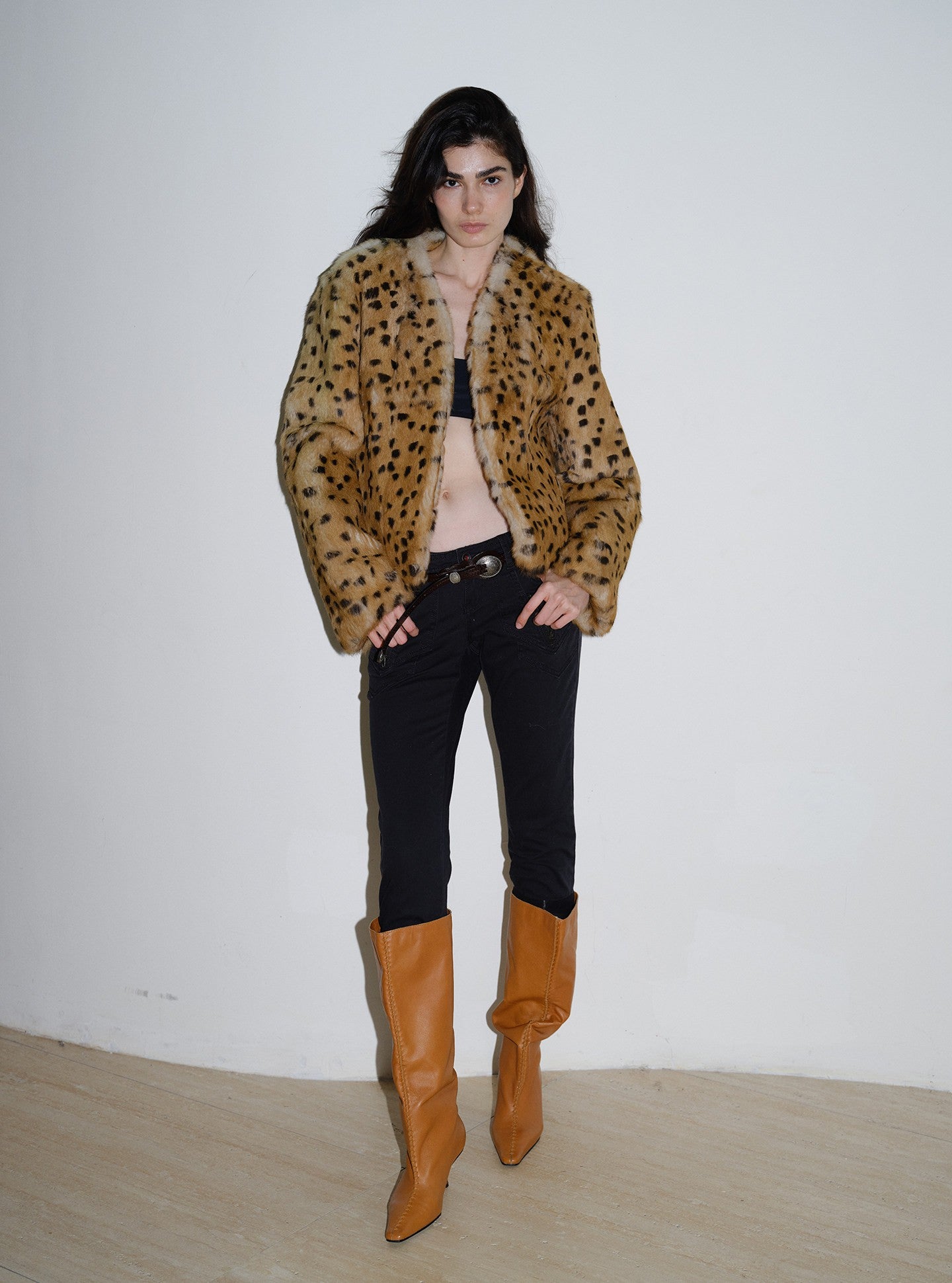 Vintage Slouchy Leather Wide Calf Stiletto Boots