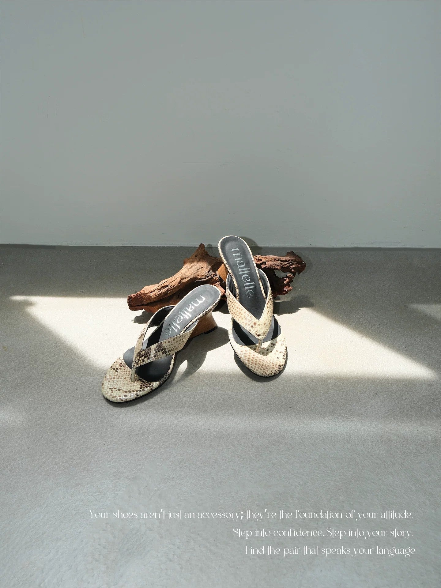 Vintage Snake Print Leather Wedge Sandals