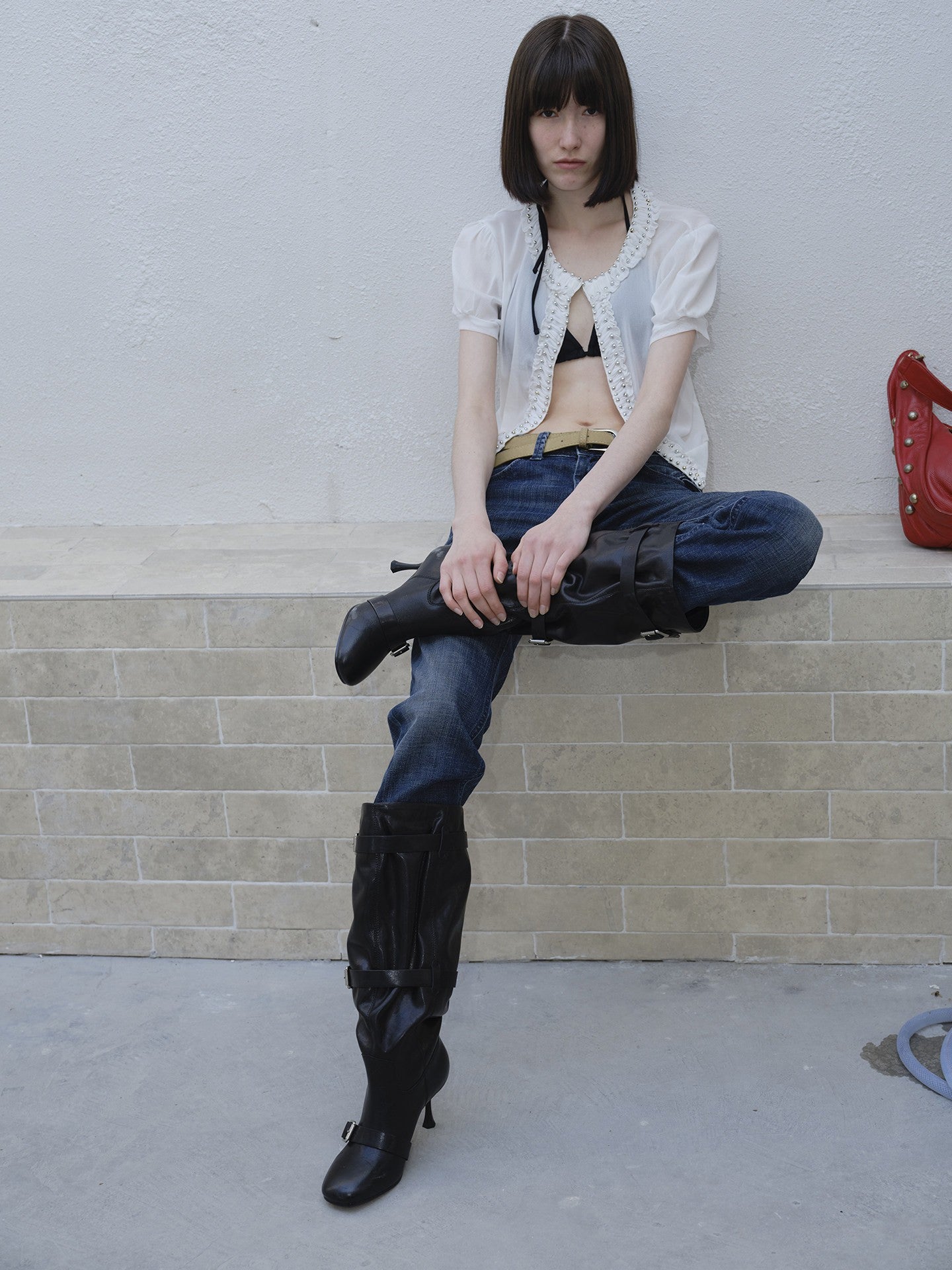 Handmade Black Lambskin Slouchy Long Boots