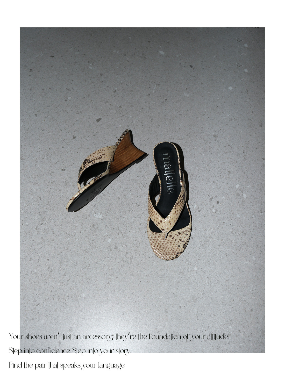 Vintage Snake Print Leather Wedge Sandals