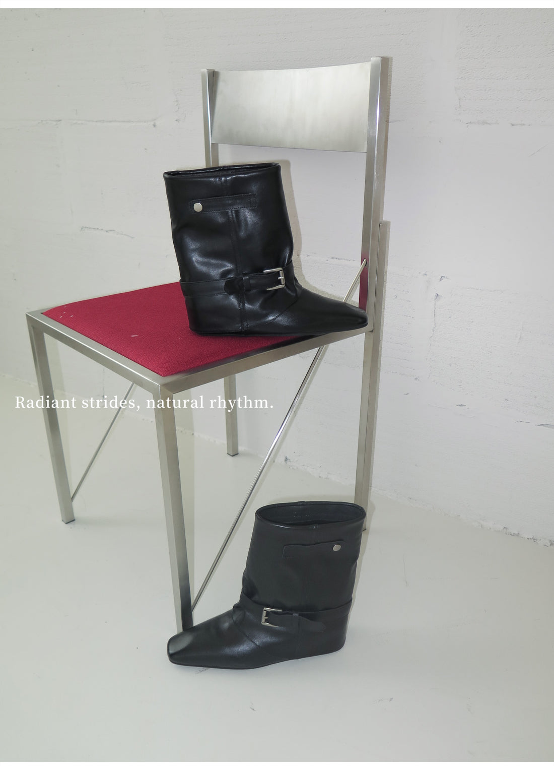 Slouch Leather Mid Calf Boots