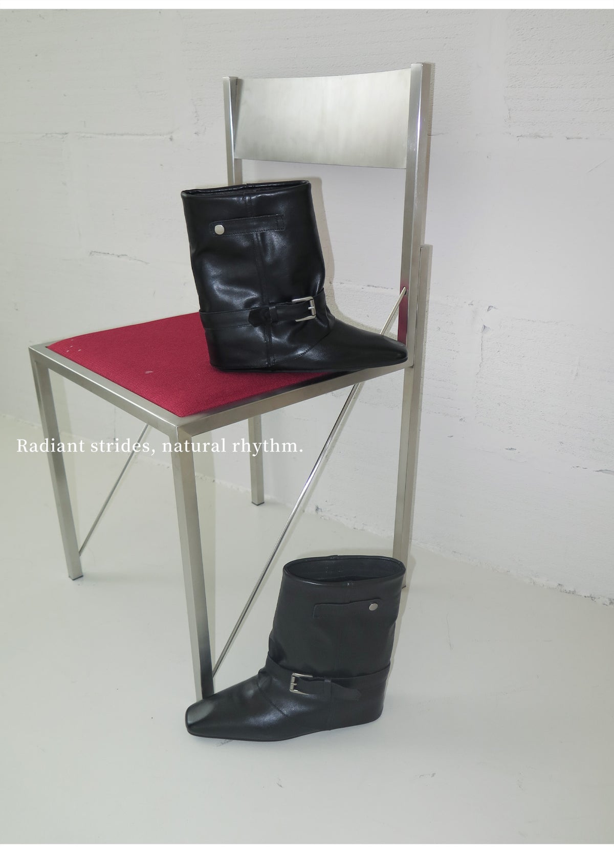 Slouch Leather Mid Calf Boots