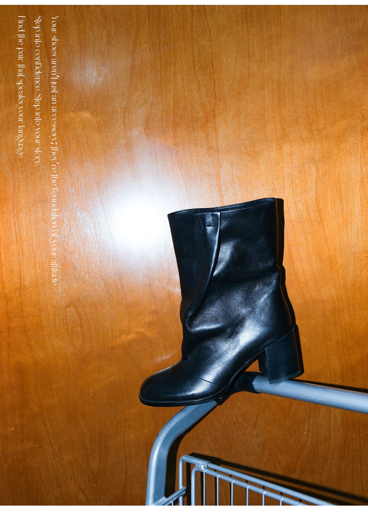 Round Toe Block Heel Lambskin Ankle Boots