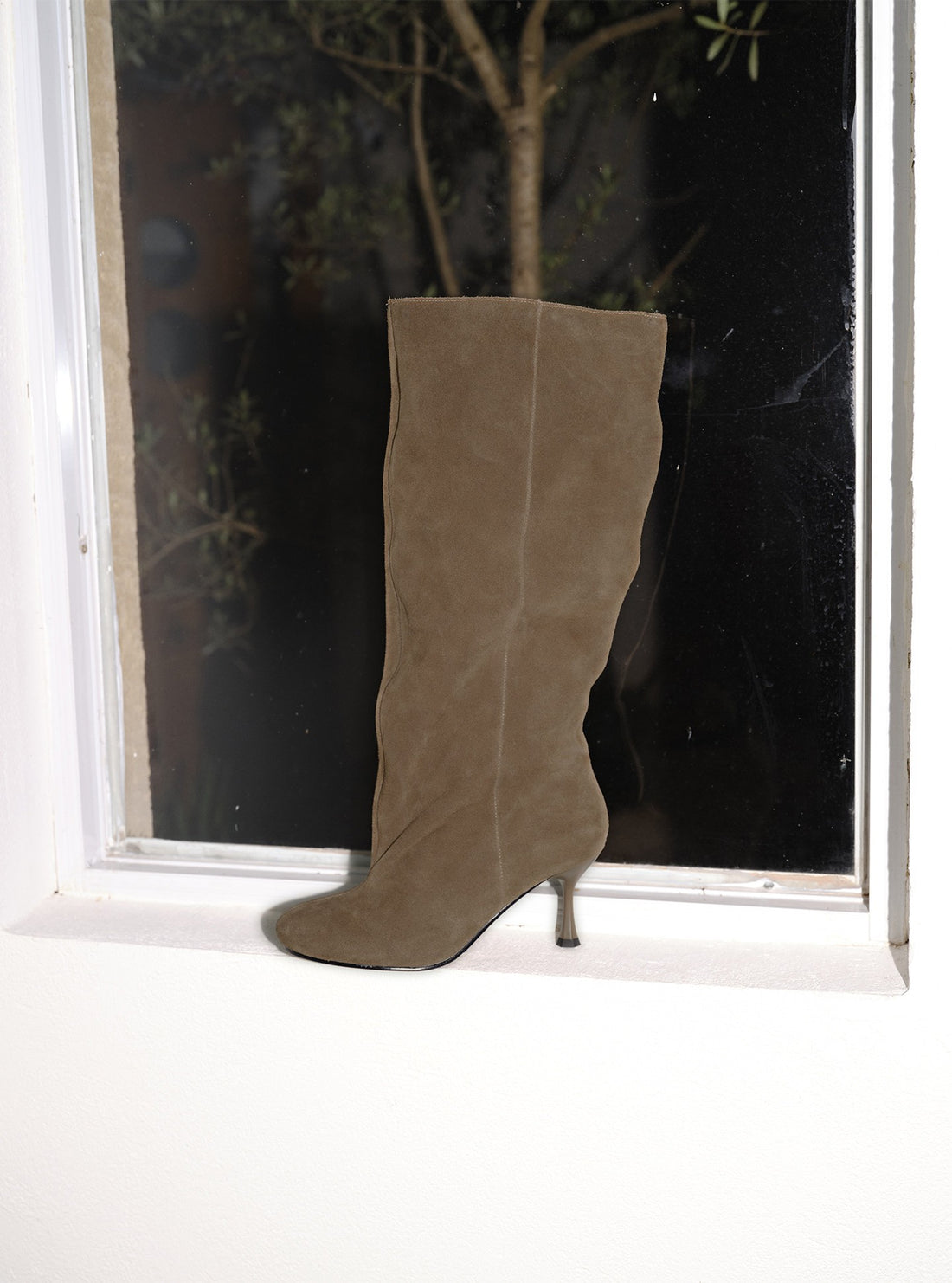 Brown Wide Calf Suede Slouchy Boots