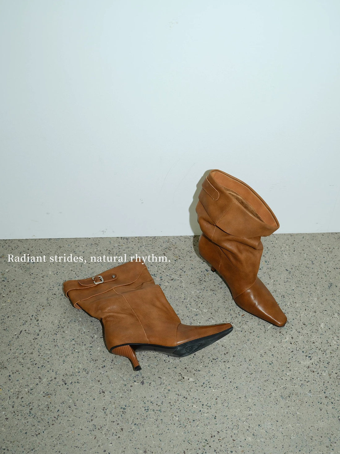 Brown Slouchy Leather Stiletto Boots