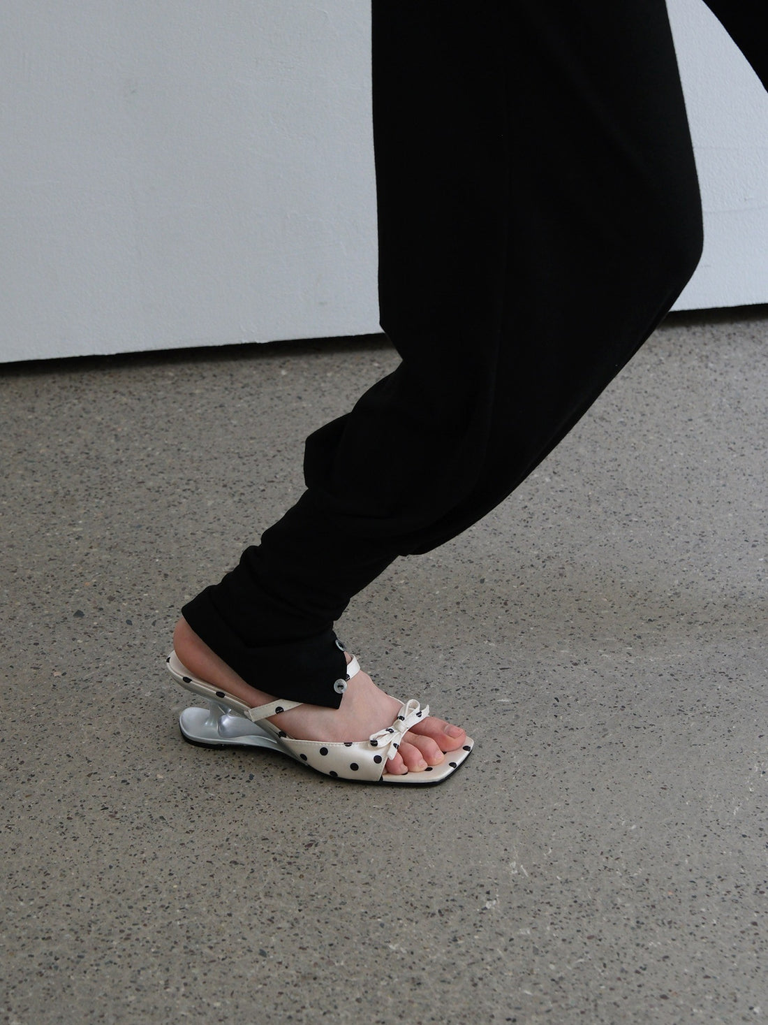 Chic Heart Polka Dot Bow Heeled Sandals