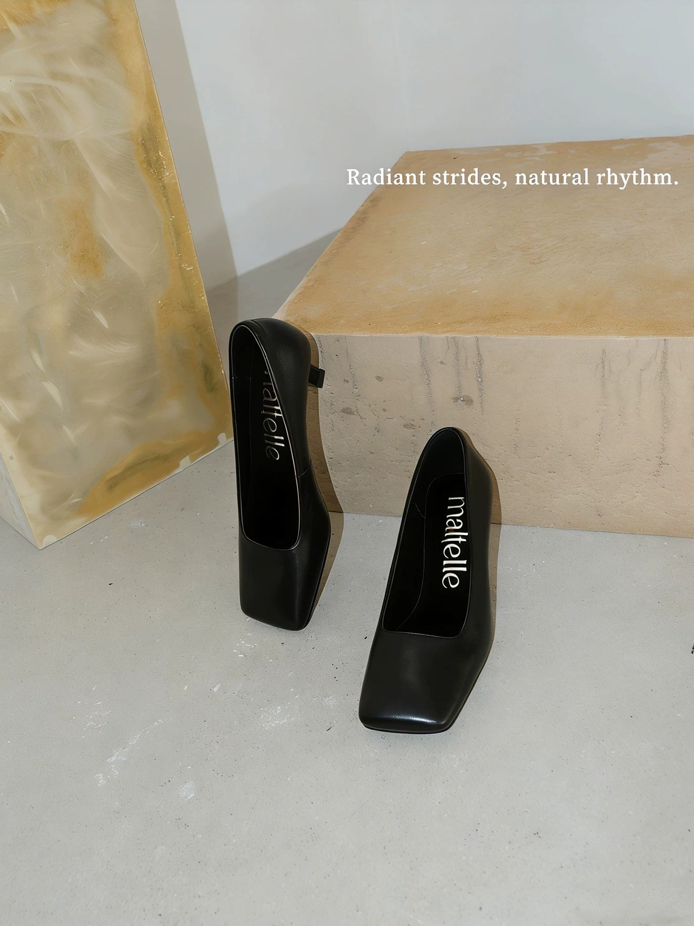 Vintage Black Sheepskin Square Toe Pumps
