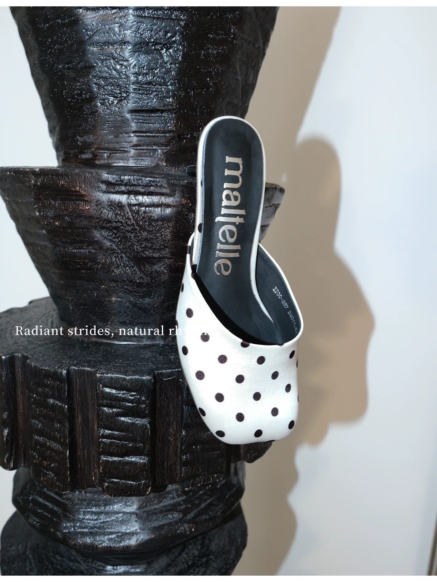 Polka Dot Square-Toe Stiletto Mules