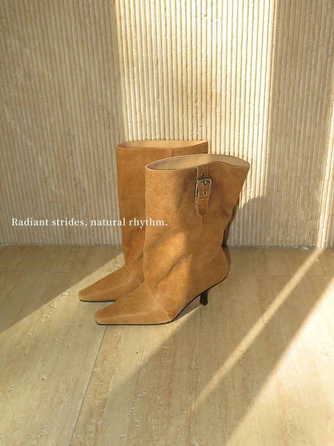 Vintage Textured Leather Slouchy Buckle Booties