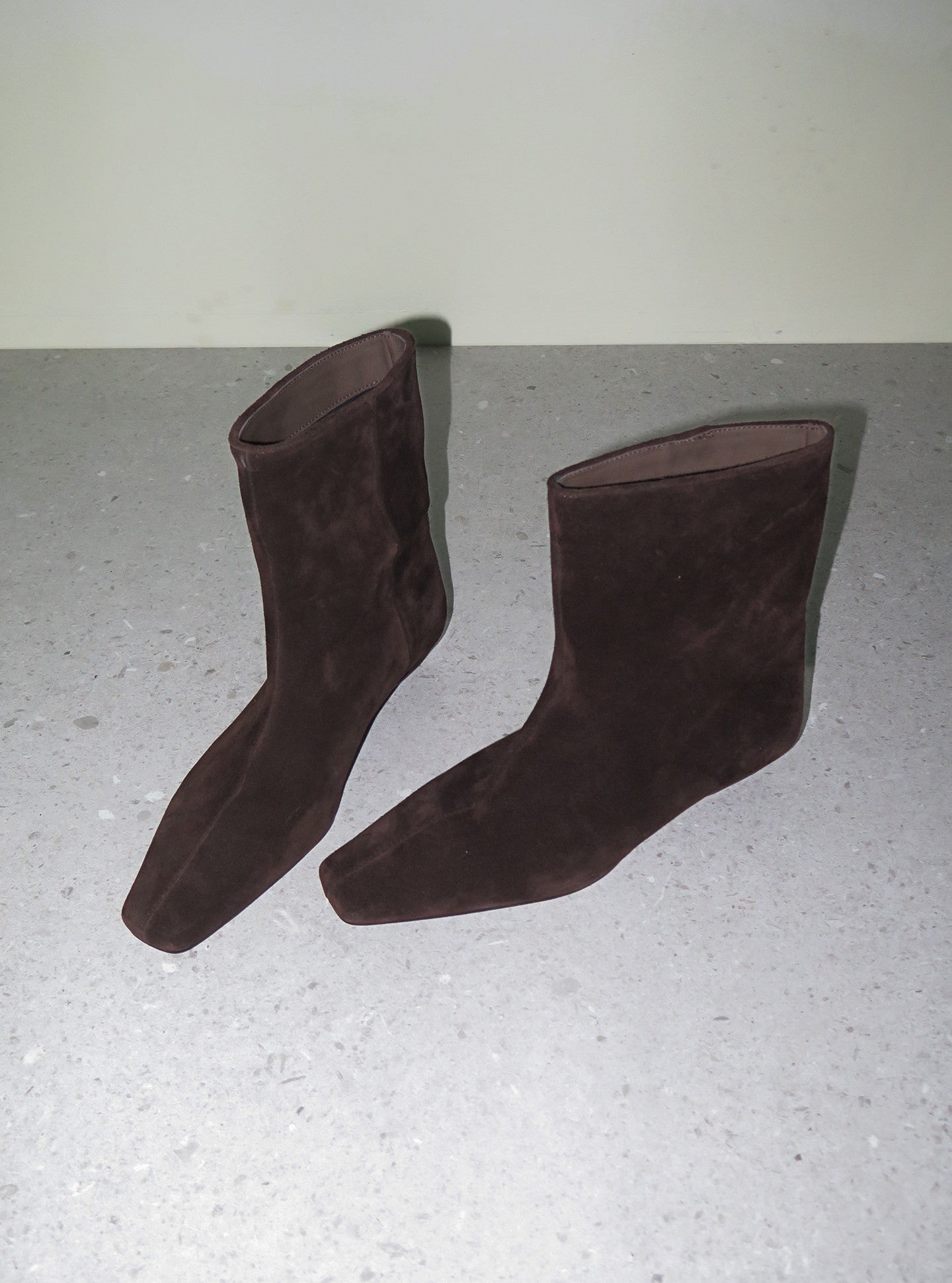 Brown Suede Slim-fit Kitten Heel Booties