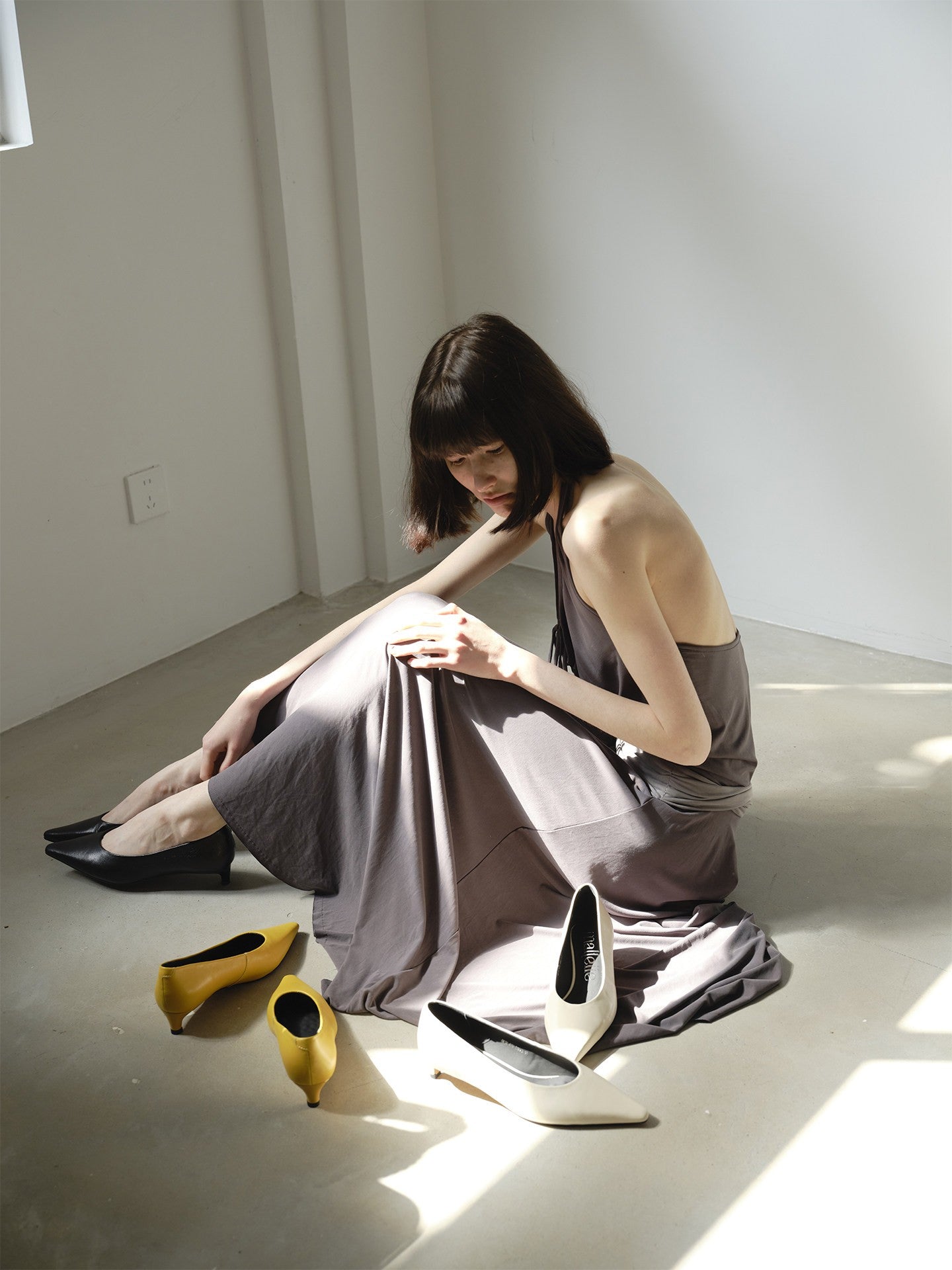 Vintage Yellow Lambskin Pointed Toe Pumps