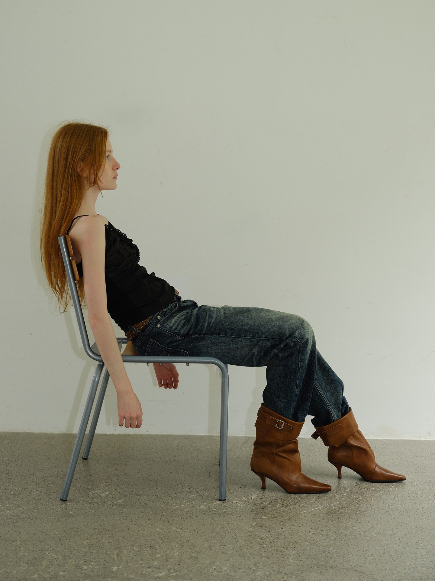 Pointed Toe Brown Leather Ankle Booties