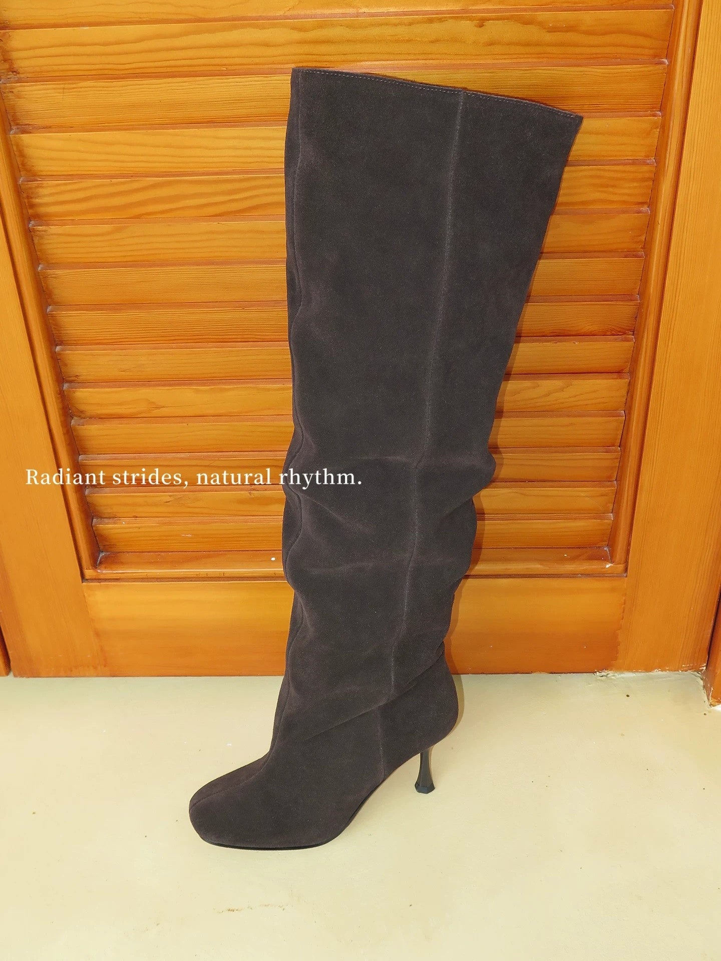 Brown Wide Calf Suede Stiletto Boots