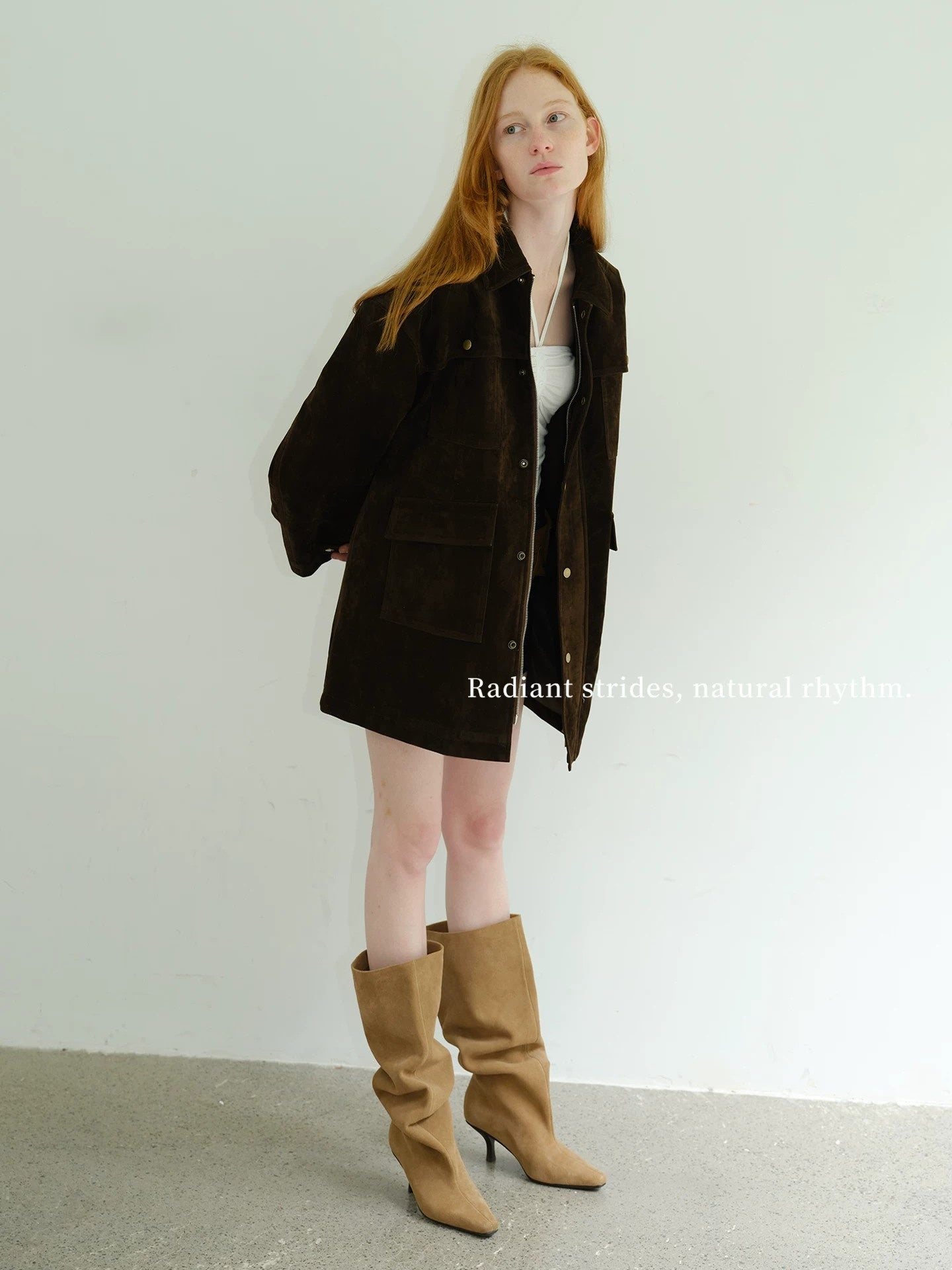 Brown Vintage Wide Calf Stiletto Boots