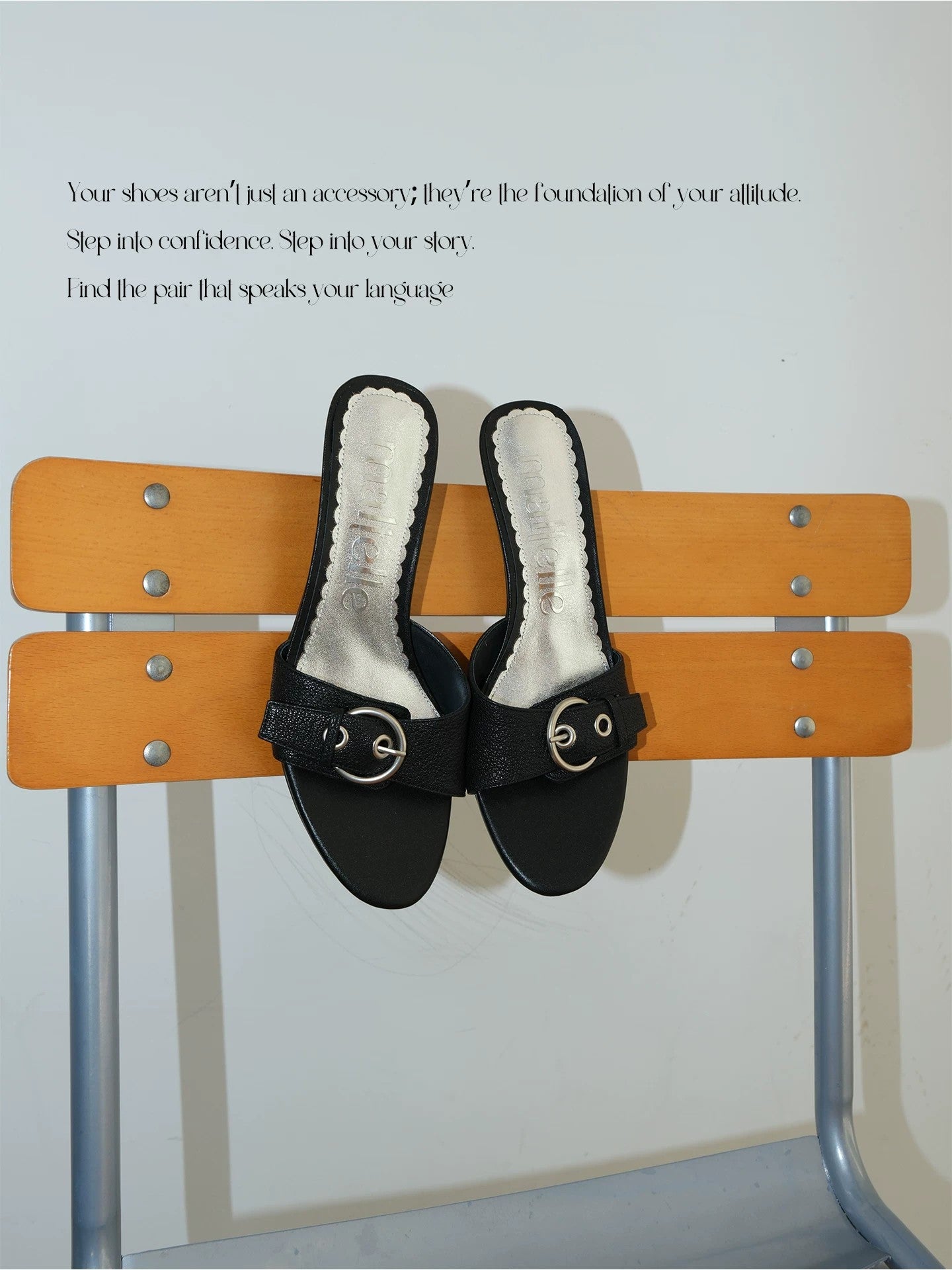 French Style Lambskin Single Strap Buckle Heels