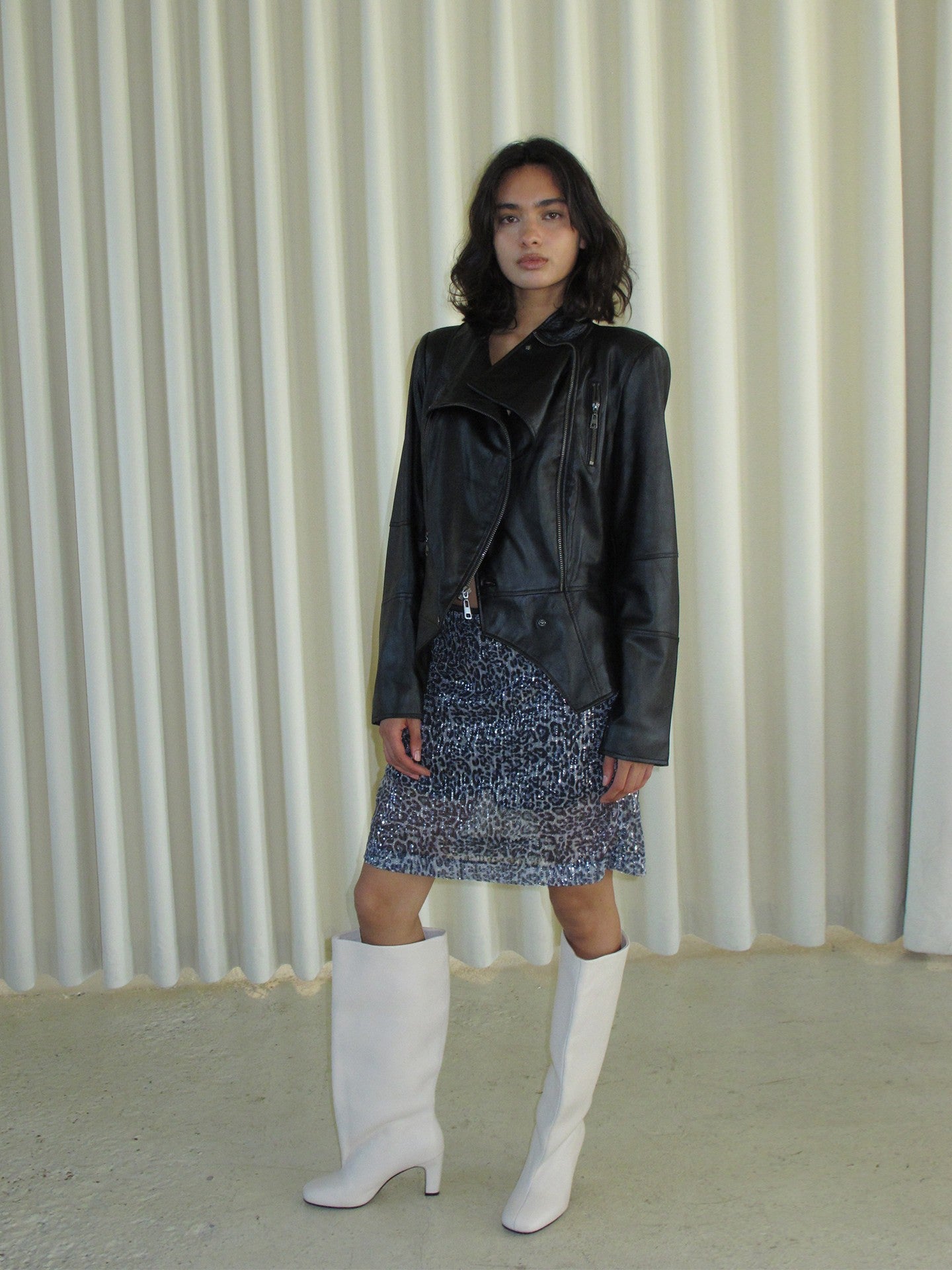 White Slouchy Sheepskin Tall Boots