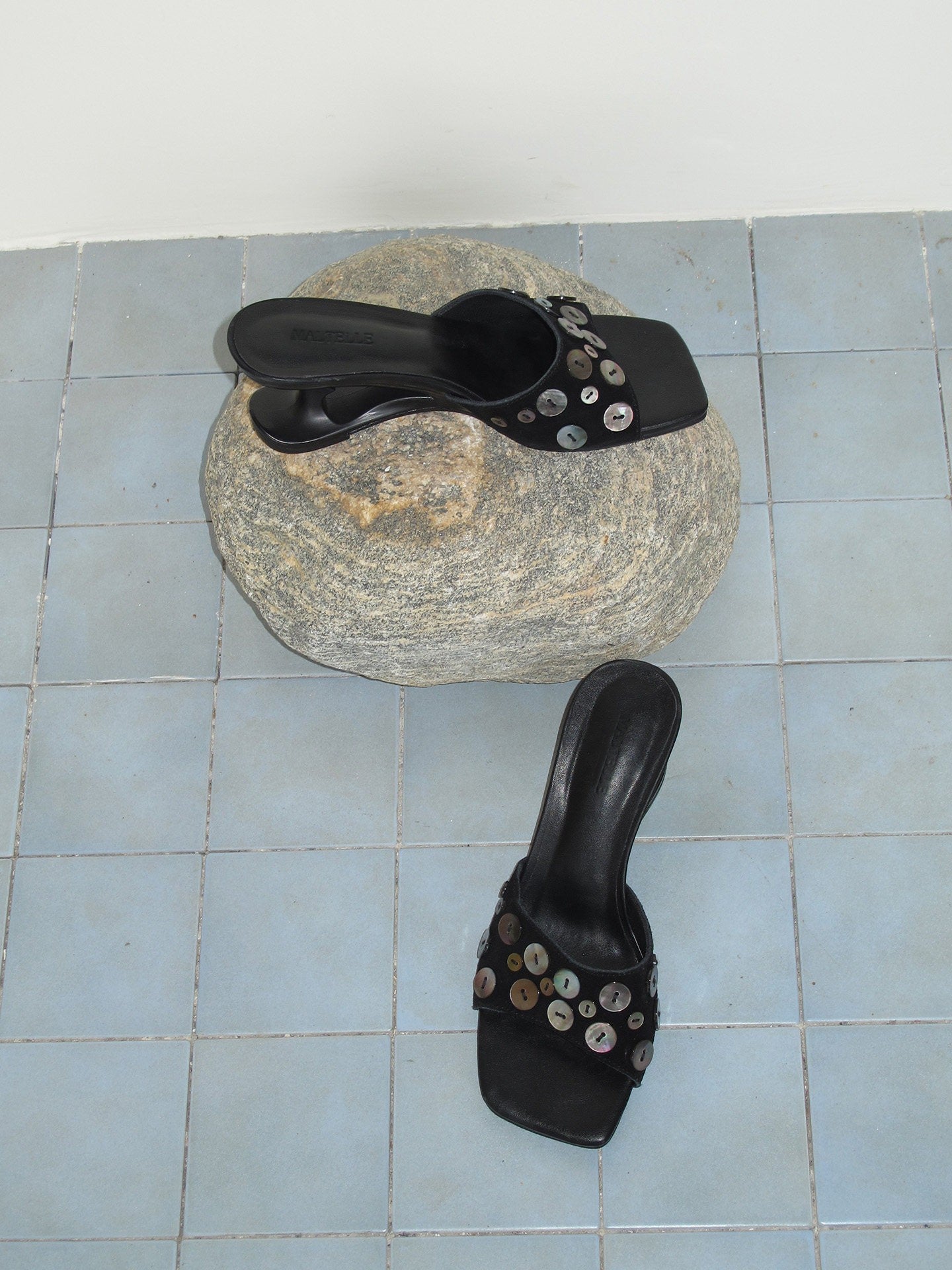 Black Heart Sheepskin High Heels