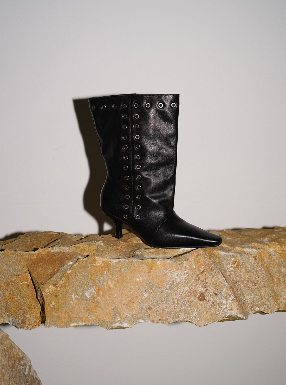 Vintage Studded Lambskin Slouchy Booties