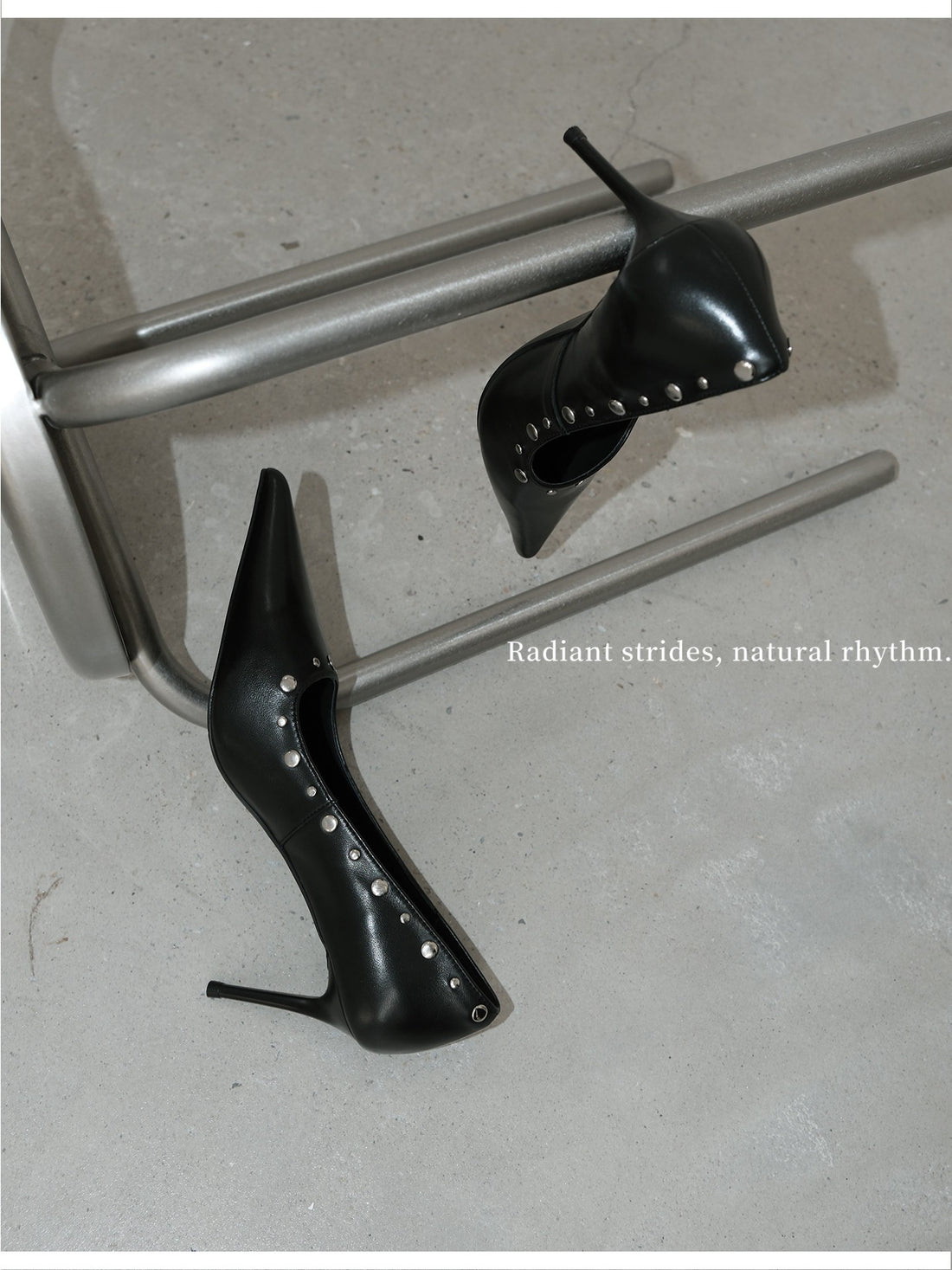 Black Studded Pointed-Toe Stiletto Heels
