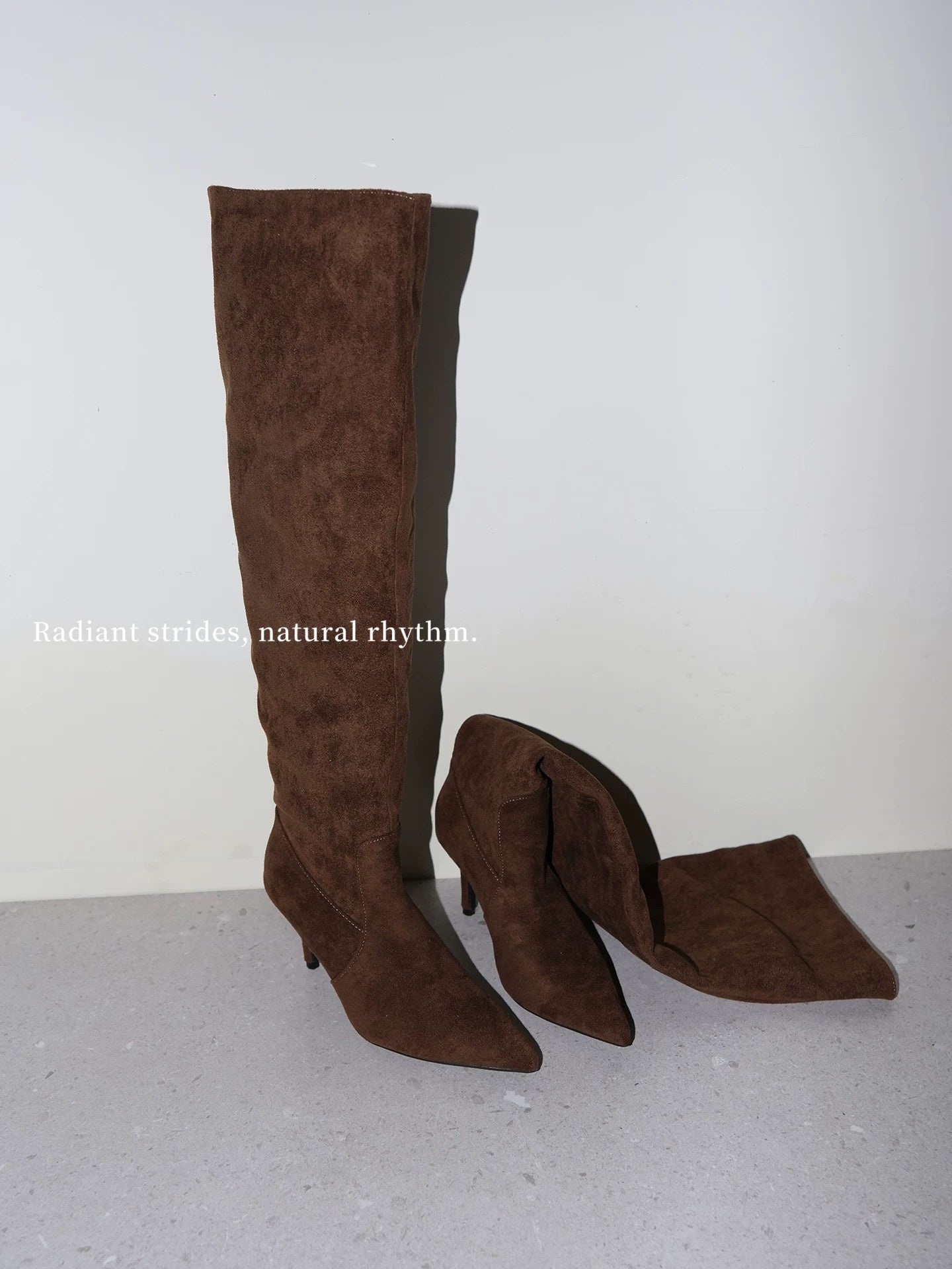 Brown Suede Slouchy Wide Calf Stiletto Boots