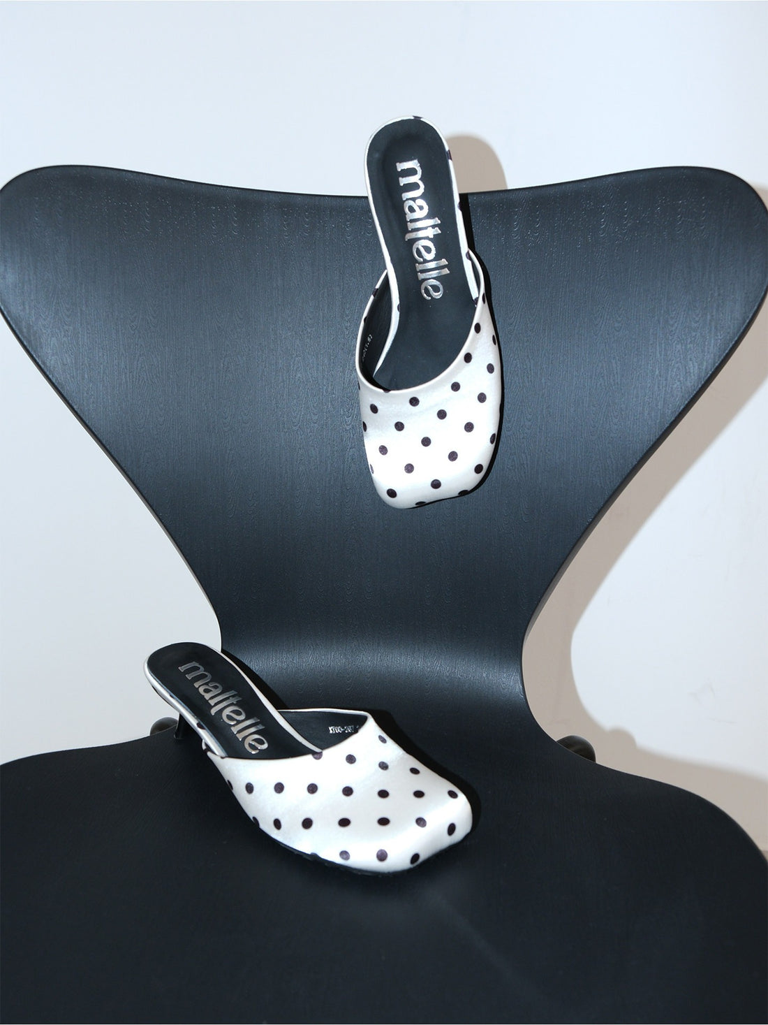Polka Dot Square-Toe Stiletto Mules