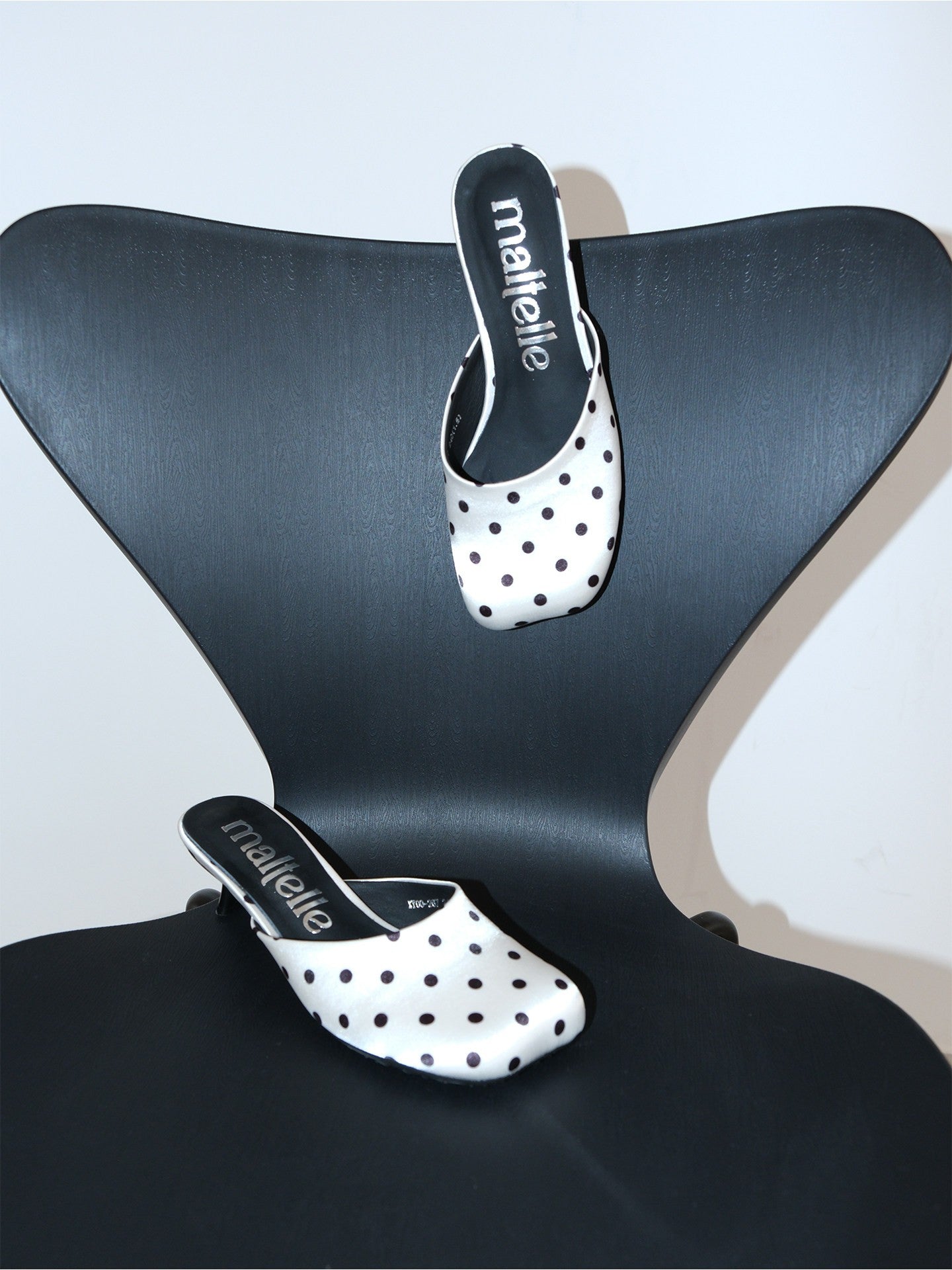 Polka Dot Square-Toe Stiletto Mules