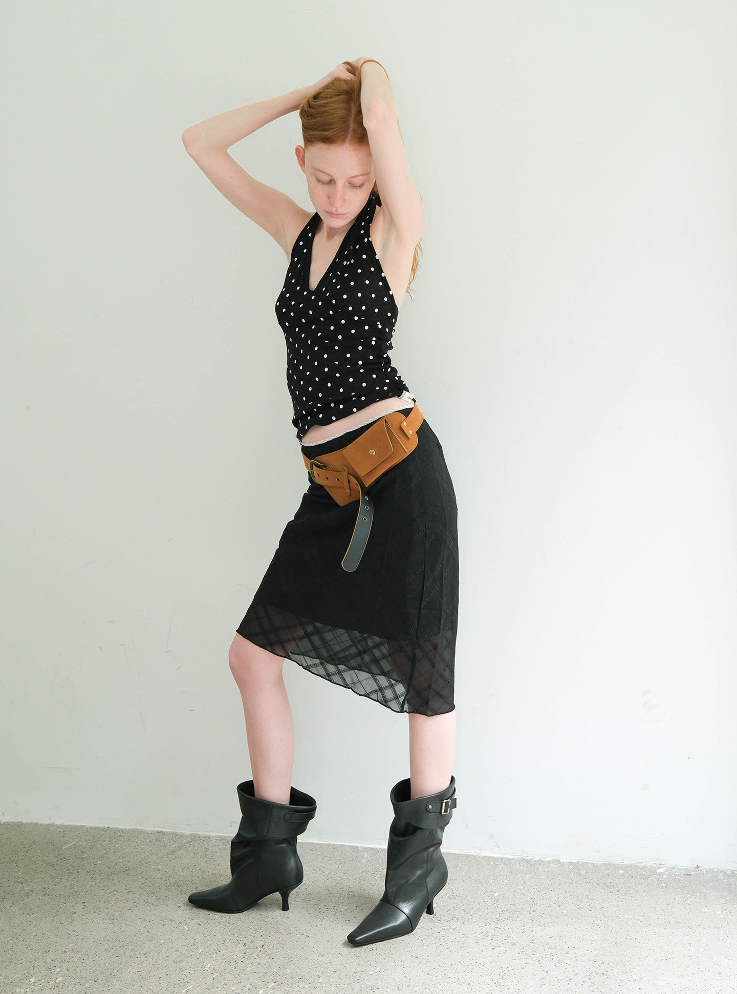 Black Slouchy Leather Stiletto Boots