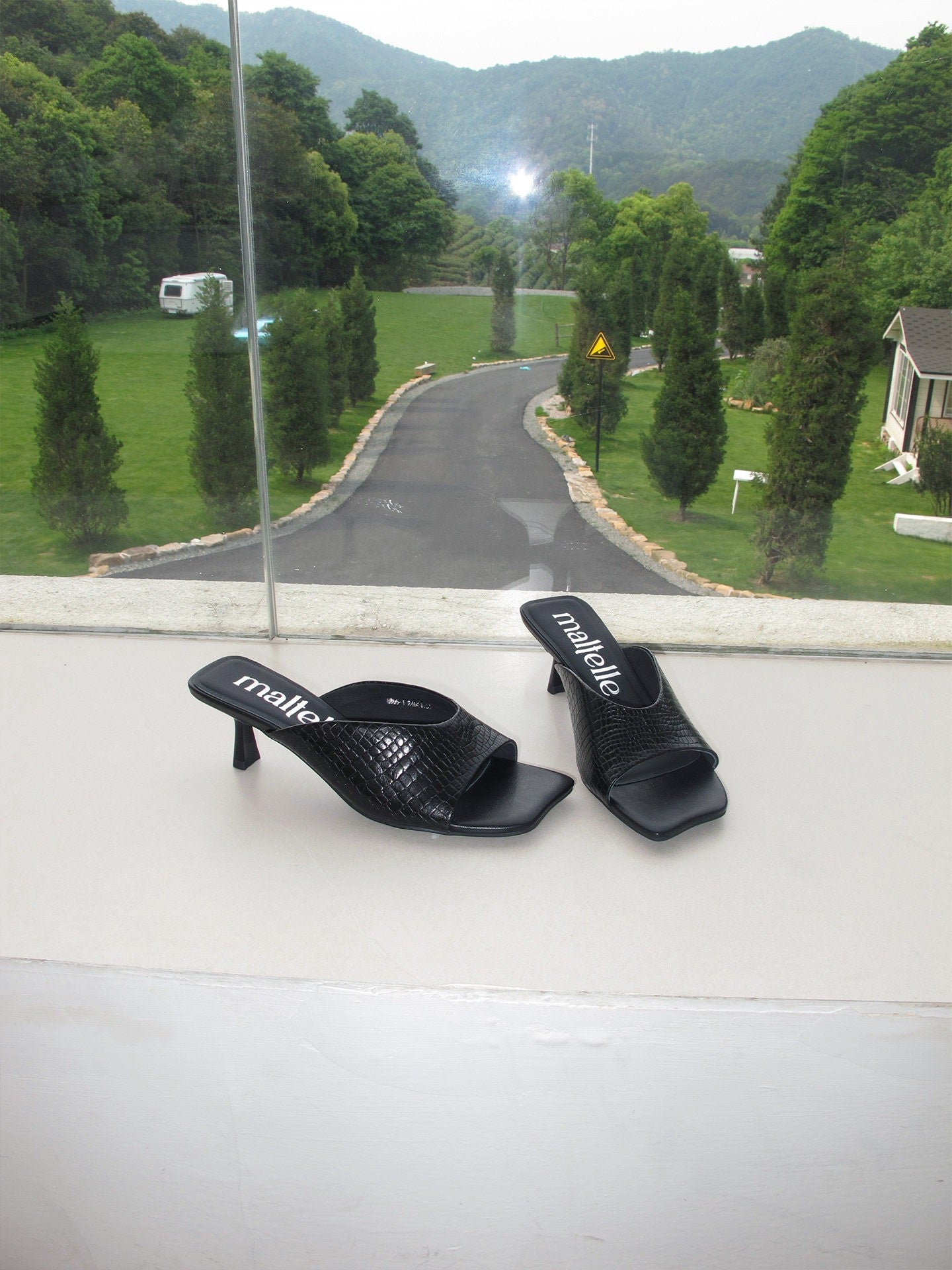 Lizard Embossed Leather Stiletto Sandals