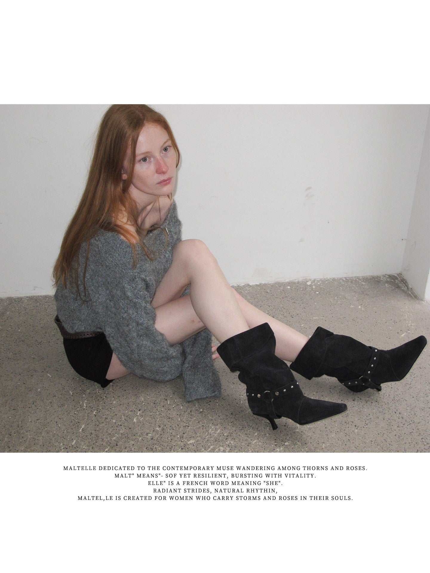 Studded Slouchy Wide Calf Leather Boots