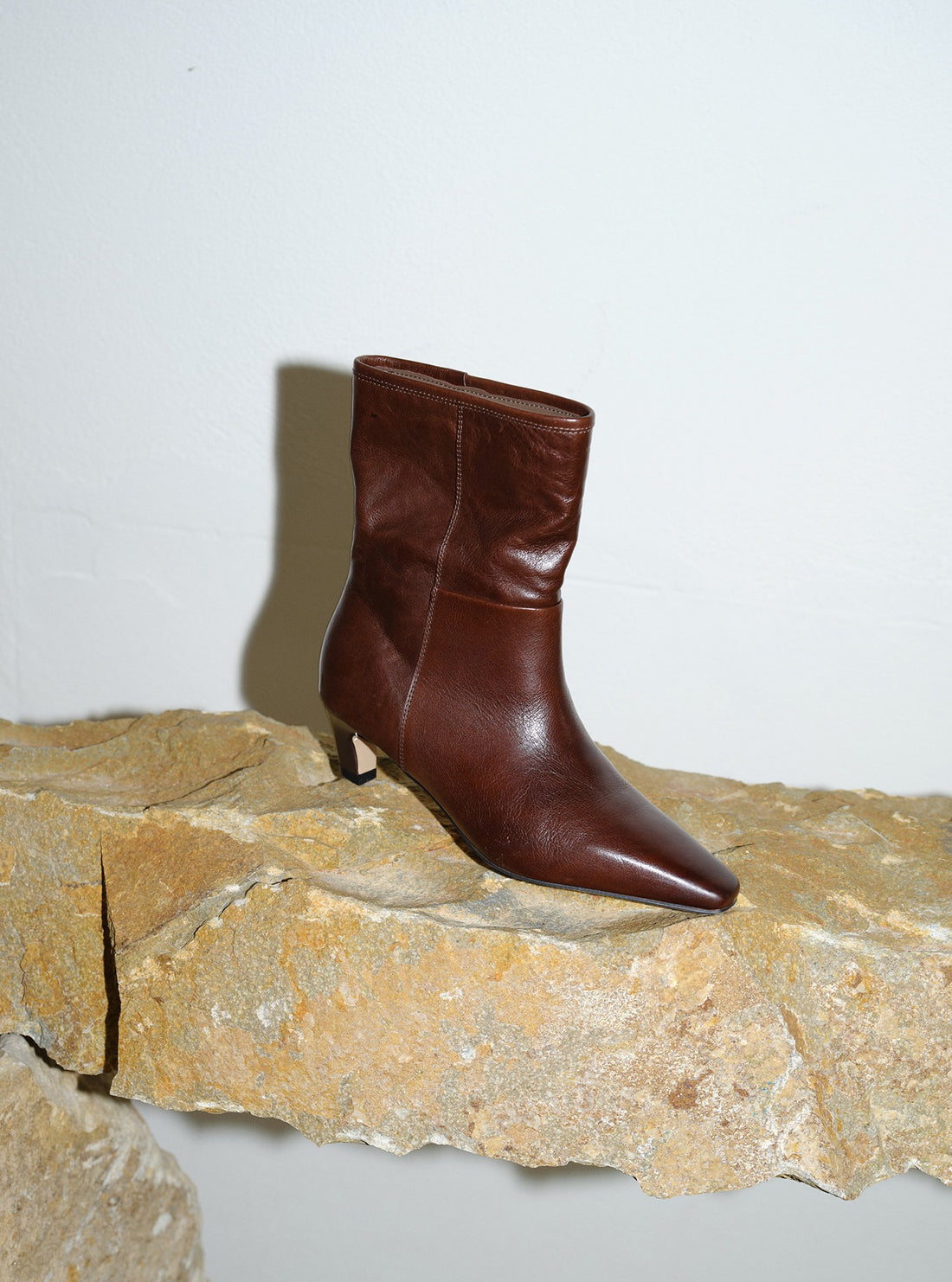 Vintage Black Leather Slouchy Stiletto Booties
