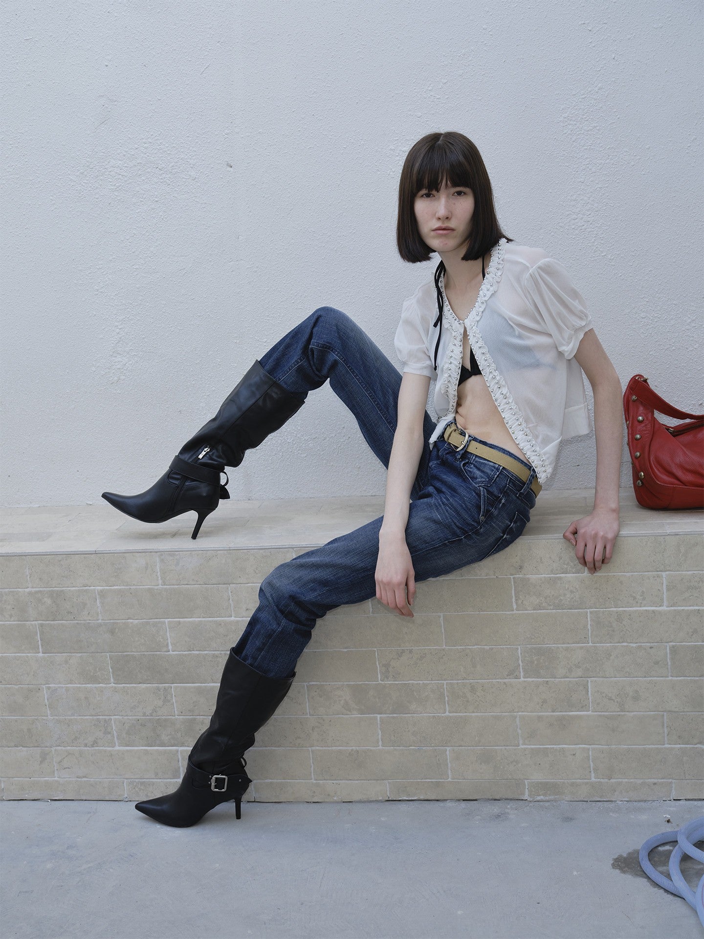 Handmade Black Leather Slouchy Knee-High Boots