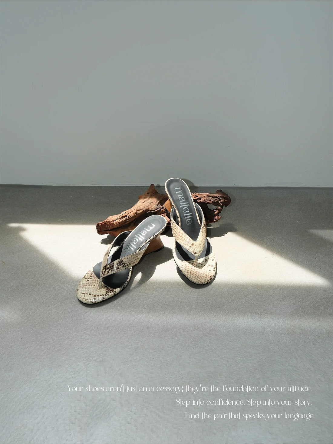Vintage Snake Print Leather Wedge Sandals