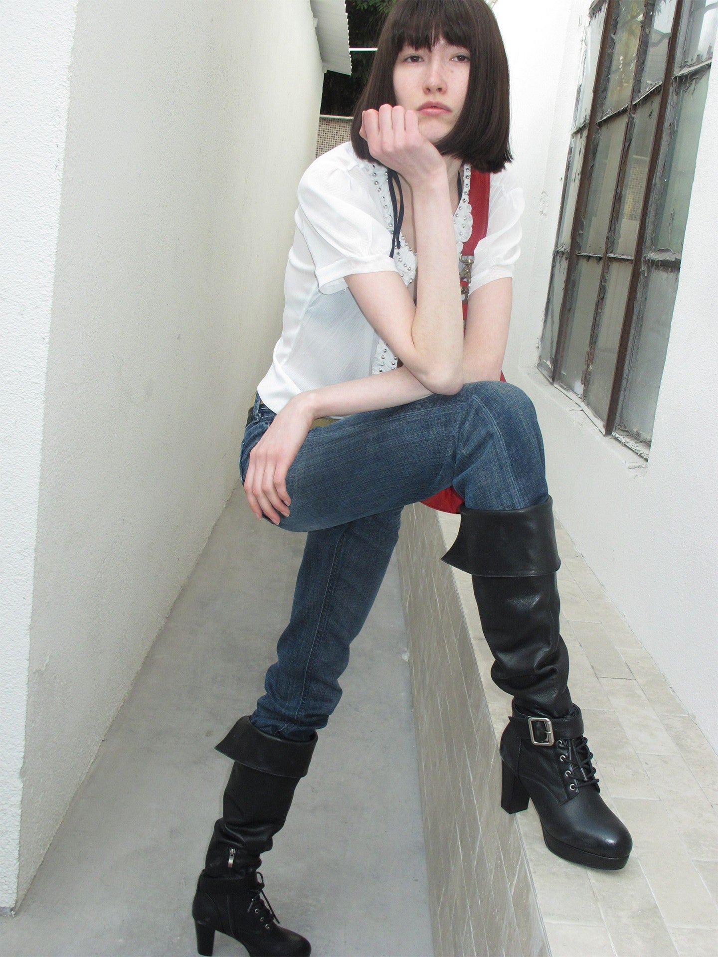 Premium Black Leather Lace-Up Platform Boots